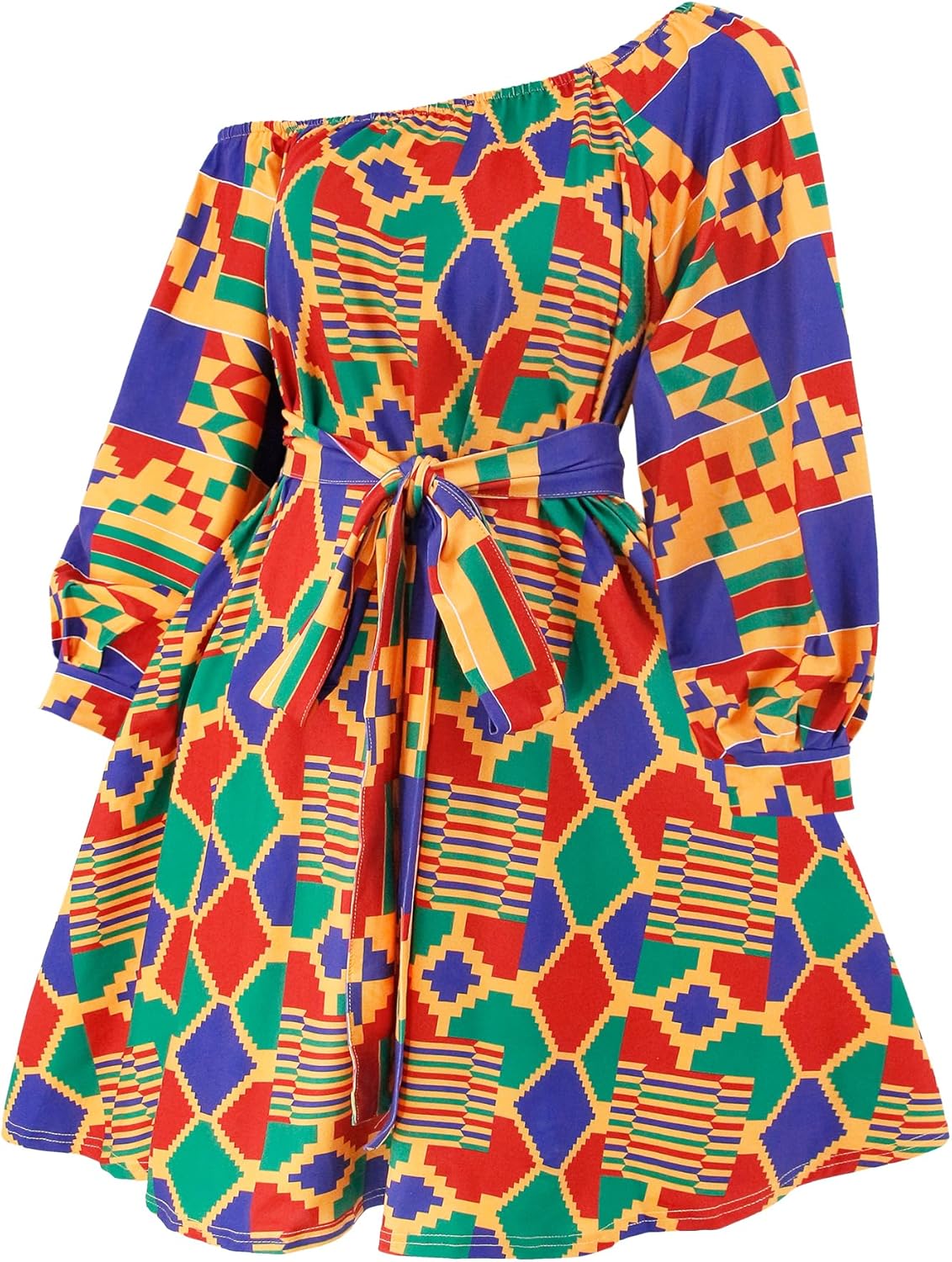 Mocure African Dashiki Printing Dress Long Sleeve Midi Fit Foraml A Line Swing Dresses - Image 3