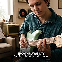 Vista 5 de Fender Squier Sonic Stratocaster - Paquete Surf Green con amplificador Frontman 10g, bolsa de concierto, cable, correa, afinador, púas y DVD