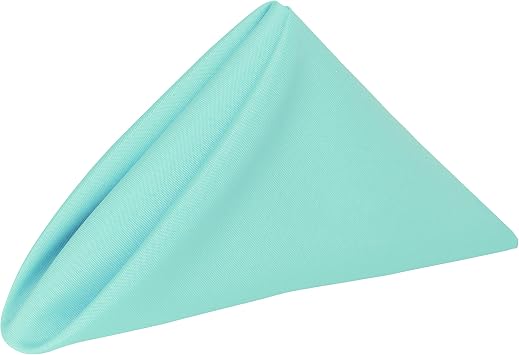 Ultimate Textile 17x17-Inch Square Polyester Cloth Napkins, Aqua, Set of 12