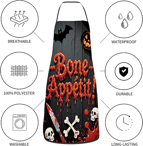 Miniatura 5 de Dumoldpa 2 piezas divertidos baberos de cocina delantales de cocina barbacoa dibujo mujeres hombres chef regalos para Navidad, Acción de Gracias,