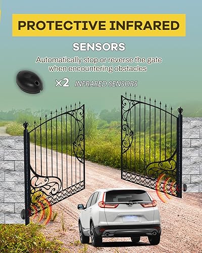 Miniatura 4 de Abridor de puerta automático solar de 12 pies 660 libras con panel solar de 20 W, kit completo de motor de puerta alimentado por batería para