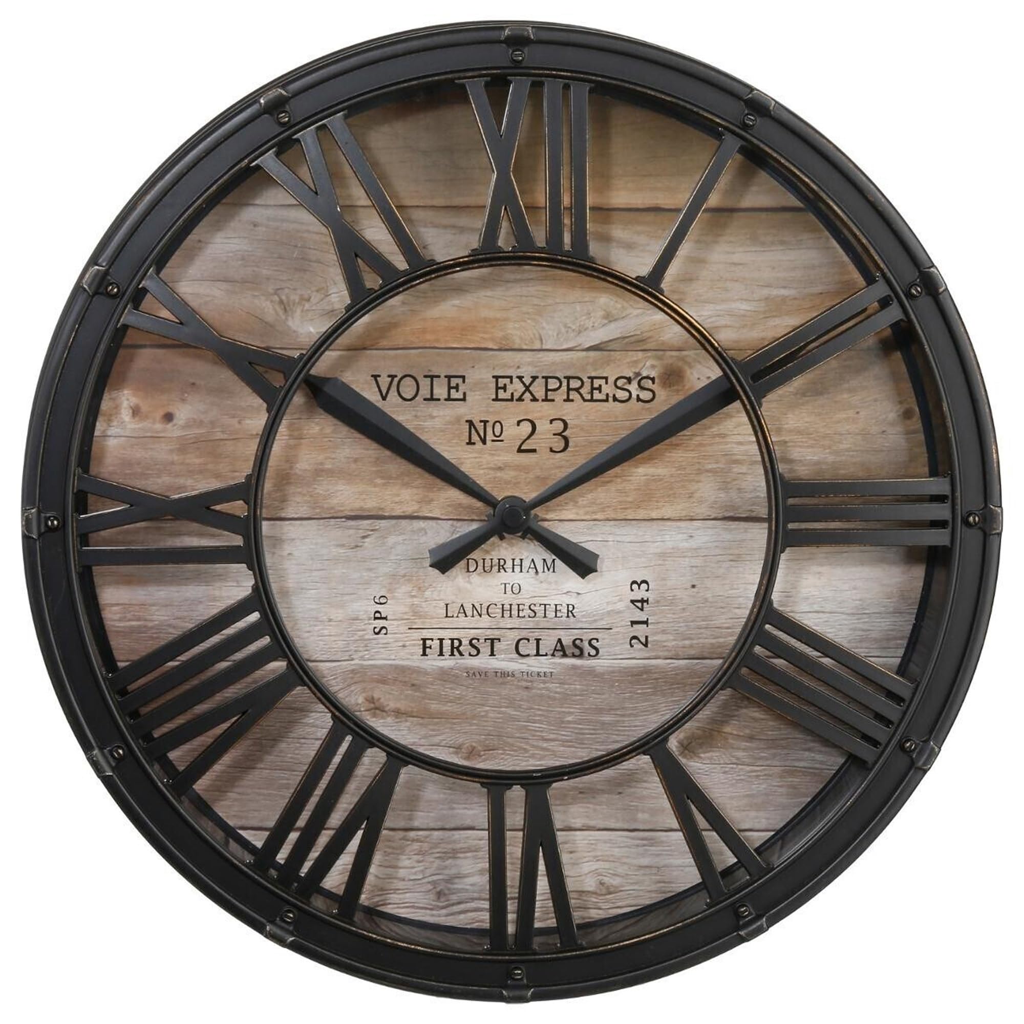 WELL HOME MOBILIARIO & DECORACIÓN Vintage Retro Style Clock Ø37x8cm, Brown, Ø37x8