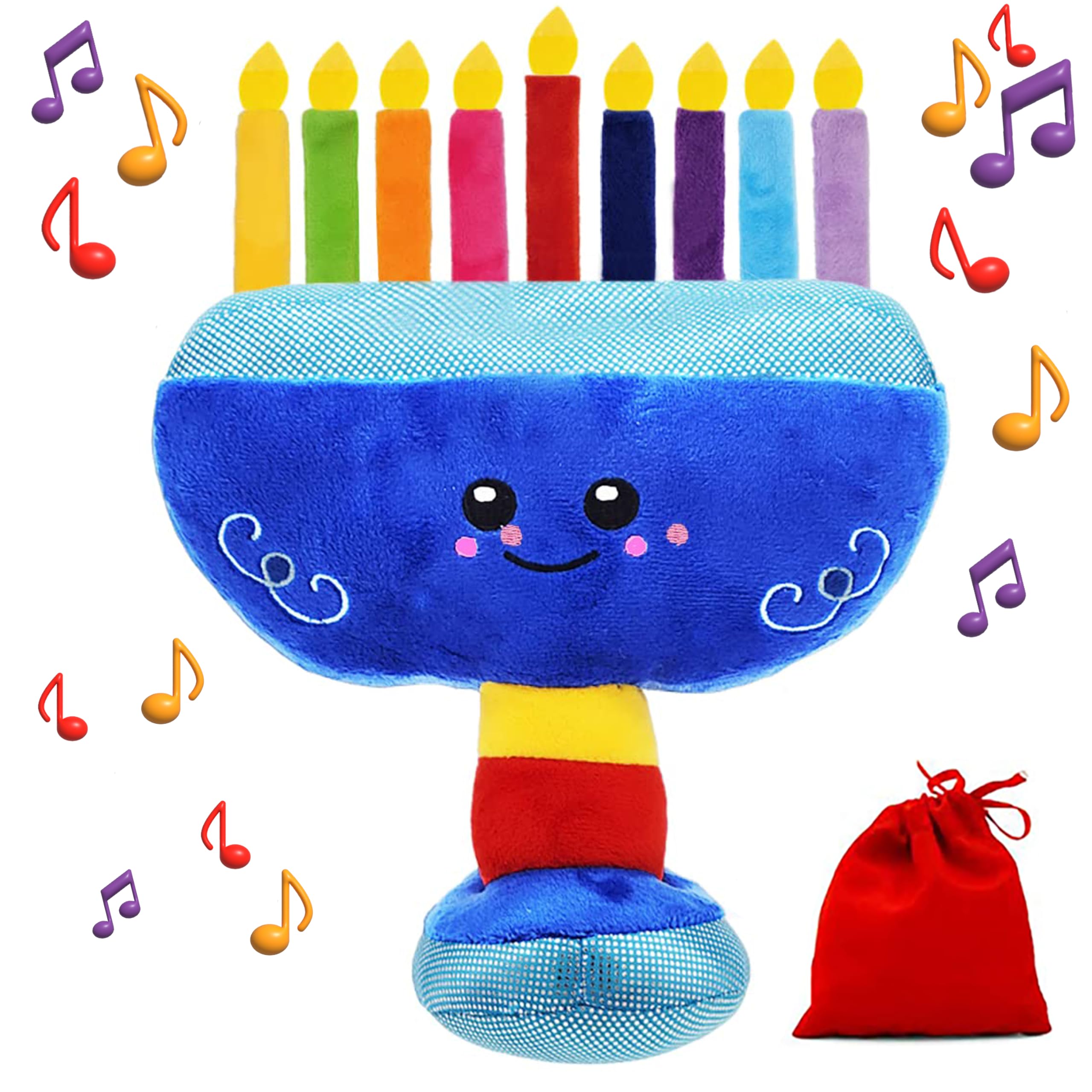 The Dreidel Company Hanukkah Plush Menorah, Musical Menorah Plays 2 Classic Hanukkah Melodies