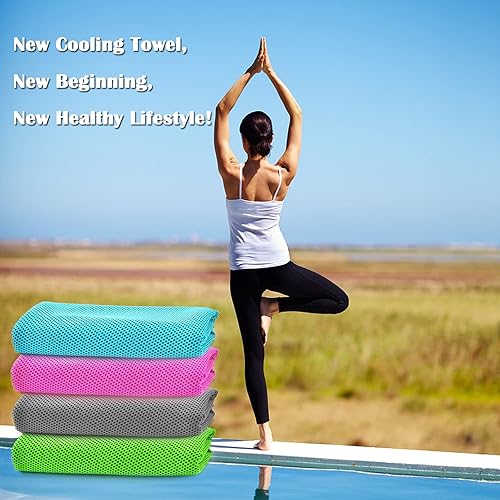 Miniatura 2 de Toalla de enfriamiento para el cuello, paquete de 4 toallas de enfriamiento (40 x 12 pulgadas) suaves y transpirables para climas cálidos, atletas,