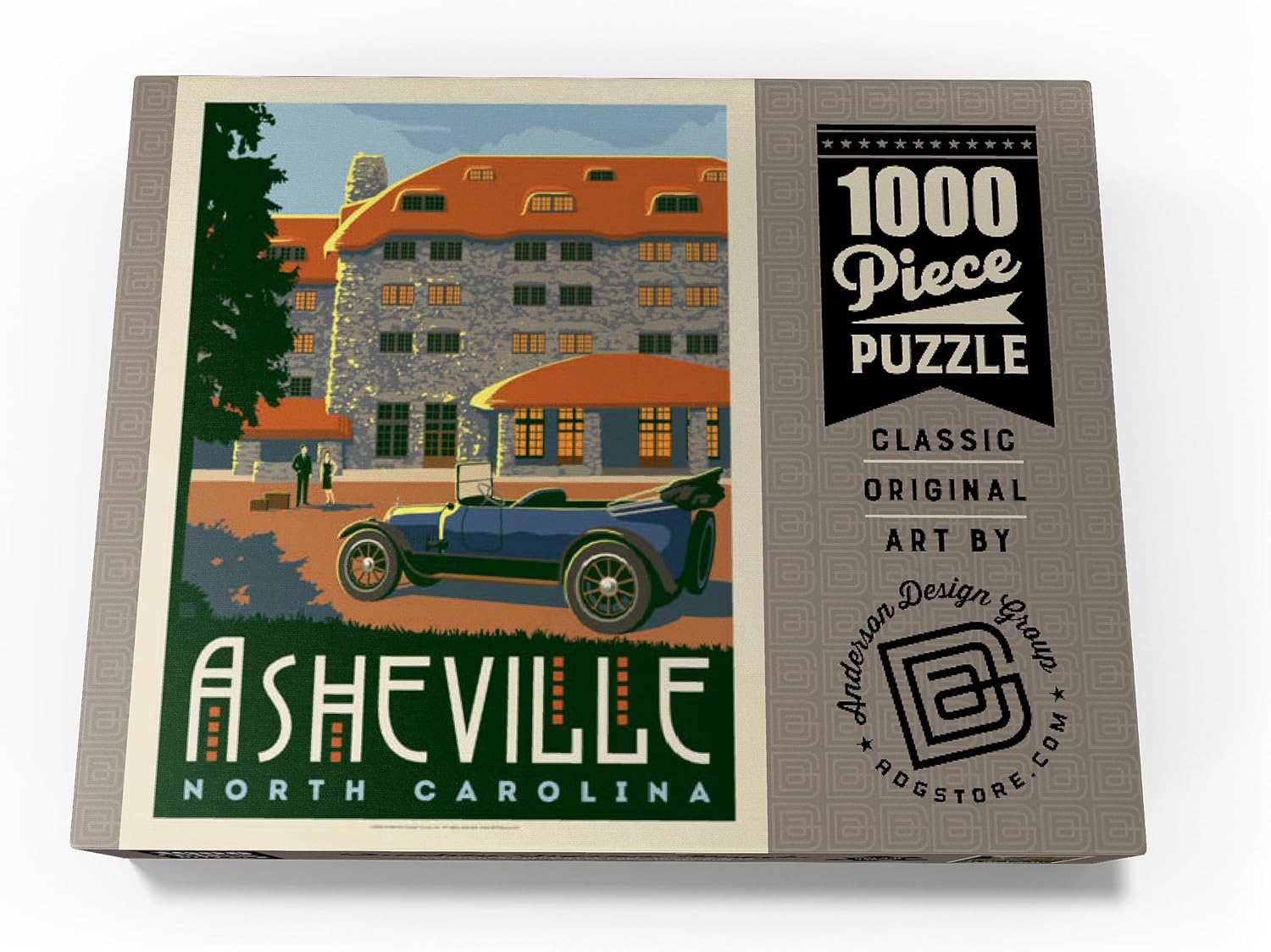 MyPuzzle Asheville: North Carolina, Vintage Poster - Premium 1000 Piece Jigsaw Puzzle for Adults