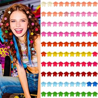 100Pcs Mini Flower Hair Clips, Colorful Small Hair Clips for Women Girls Tiny Claw Clip for Thin Short Hair Colorful Color for Birthday, Christmas, School Party Gifts Y2K Hair Accssories