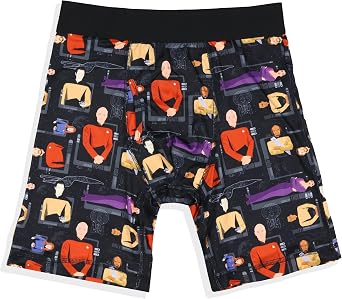 INTIMO Star Trek Boxer Brief Mens TNG Picard Data Riker Crusher Worf Deanna Troi All-Over Print Underwear