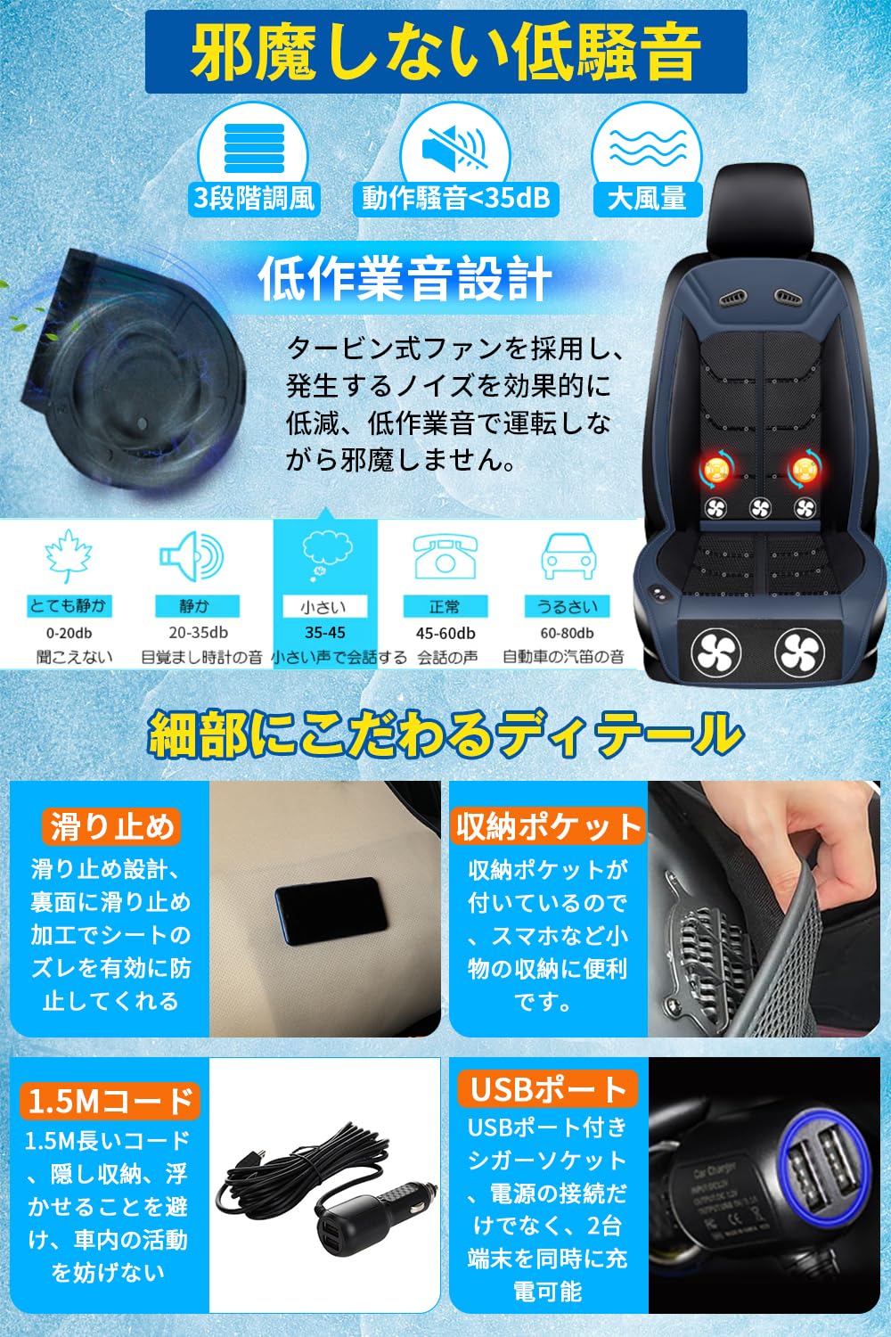 Amazon.co.jp: クールシート 車 2025夏 シートカバー 超大型ファン2個