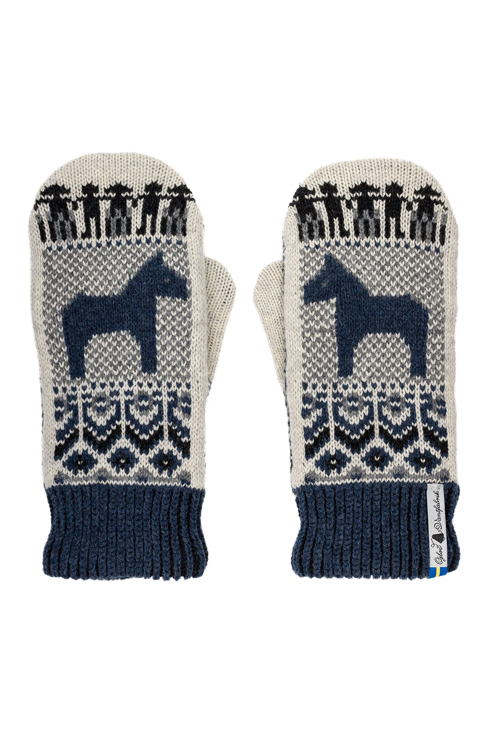 ÖJBRO VANTFABRIK guanti in maglia lana merino Dalarna Blå M (7-9) blu guanto fuderato caldi morbidi uomini donne Svezia