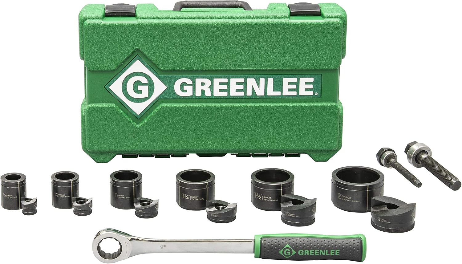 Greenlee 7238SB Slug-Buster Knockout Punch Kit with Hex Ratchet Wrench, 1/2" - 2"