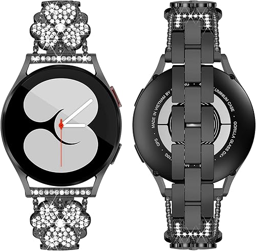 Miniatura 2 de Compatible con Samsung Galaxy Watch 4 de 0.787 in de 1.575 pulgadas, 1.732 pulgadas, correa de trébol de diamantes brillantes para mujer, bonita y