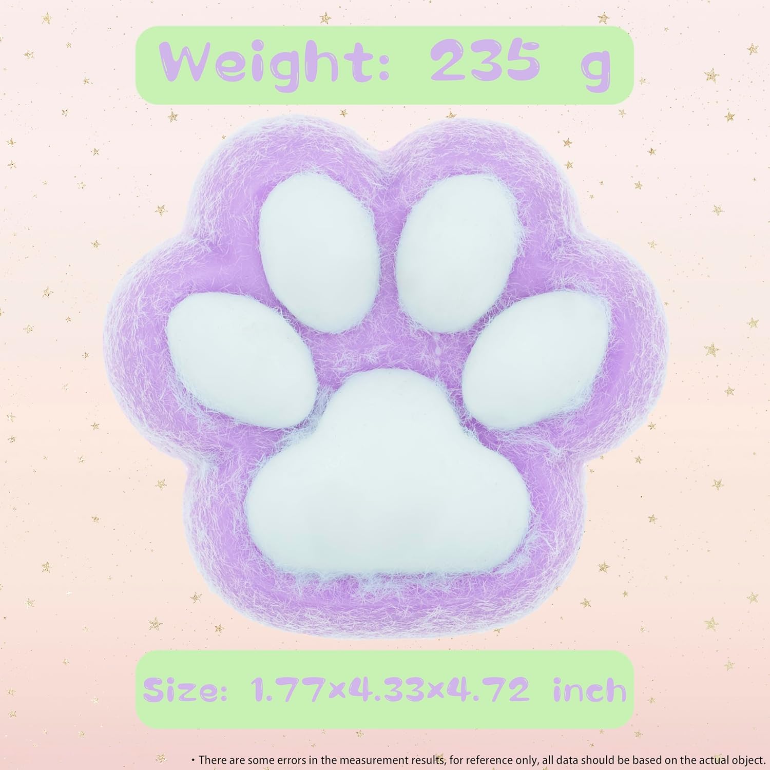 Big Taba Lavender Cat Paw Sensory Toys – 5 Inch Jelly Purple & White Paw Pad Squeezers, Handmade Soft Fidget Toys for Stress Relief, Teens, Adults, Office & Home Relax