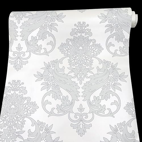 Miniatura 2 de Yifely Papel de estantería floral gris autoadhesivo para revestimiento de estante y cajón, 17.7 pulgadas por 9.8 pies