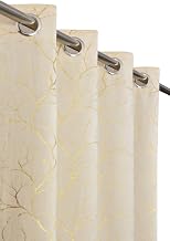 Homefab India Velvet Curtains Room Darkening - Long Door 8 feet, Pack of 2 Curtain/Panel, Cream