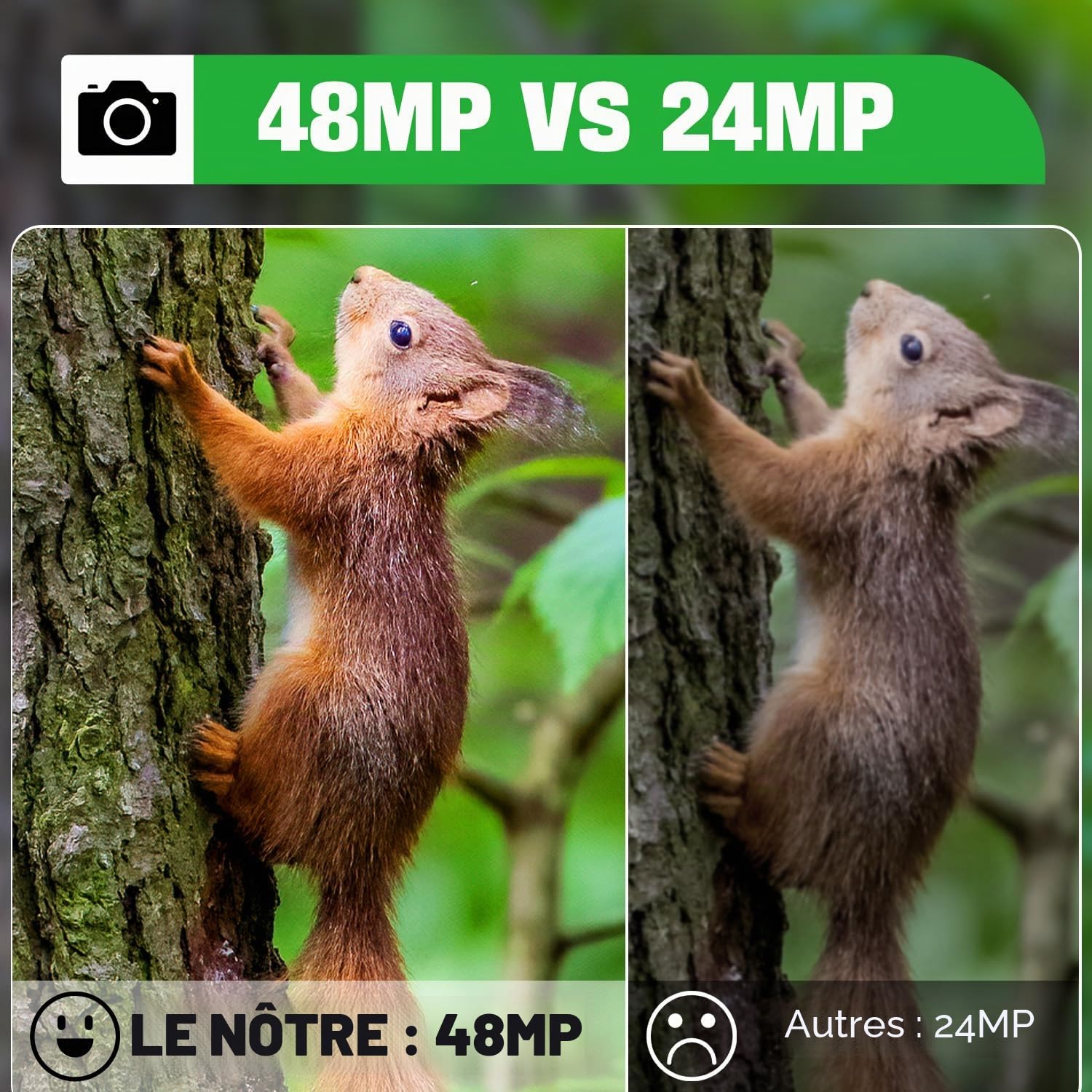 Coolifepro Caméra de Chasse WiFi Bluetooth Connectée Téléphone, 48MP Mini Caméra Chasse Infrarouge Vision Nocturne, Temps de Déclenchement 0,1s, avec Carte Mémoire 32GB, pour Surveillance de la Faune