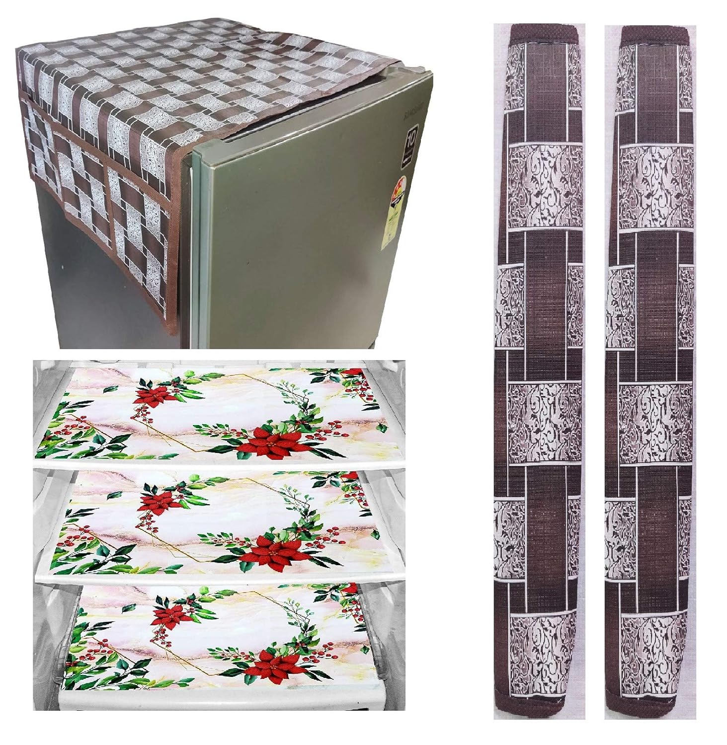 Groki Decorative Refrigerator Cover and Mat Combo Set - 1 Top Cover ...