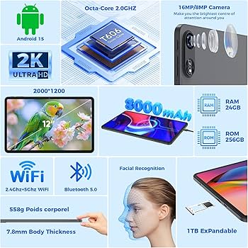 Android 15 タブレット 12インチ 2K 24GB＋128GB 8コア Amazon.com : Android 15 Tablets 12 inch, 24GB（8+16）RAM+256