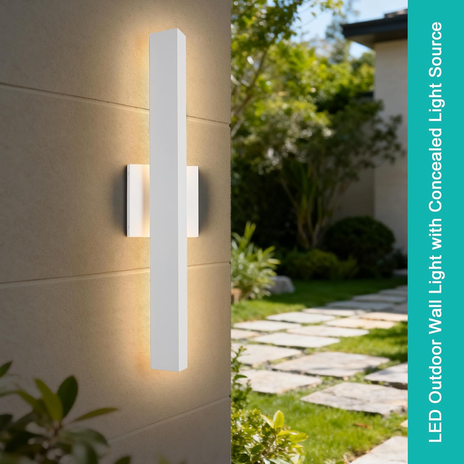 Tarentlight 2 Pack LED Outdoor Wall Lights Dimmable,20W 3000K,21.9" Modern Textured White Outdoor Wall Sconce, IP65 Waterproof, Linear Exterior Wall Light for Entrance, Hallway, Garage, Porch