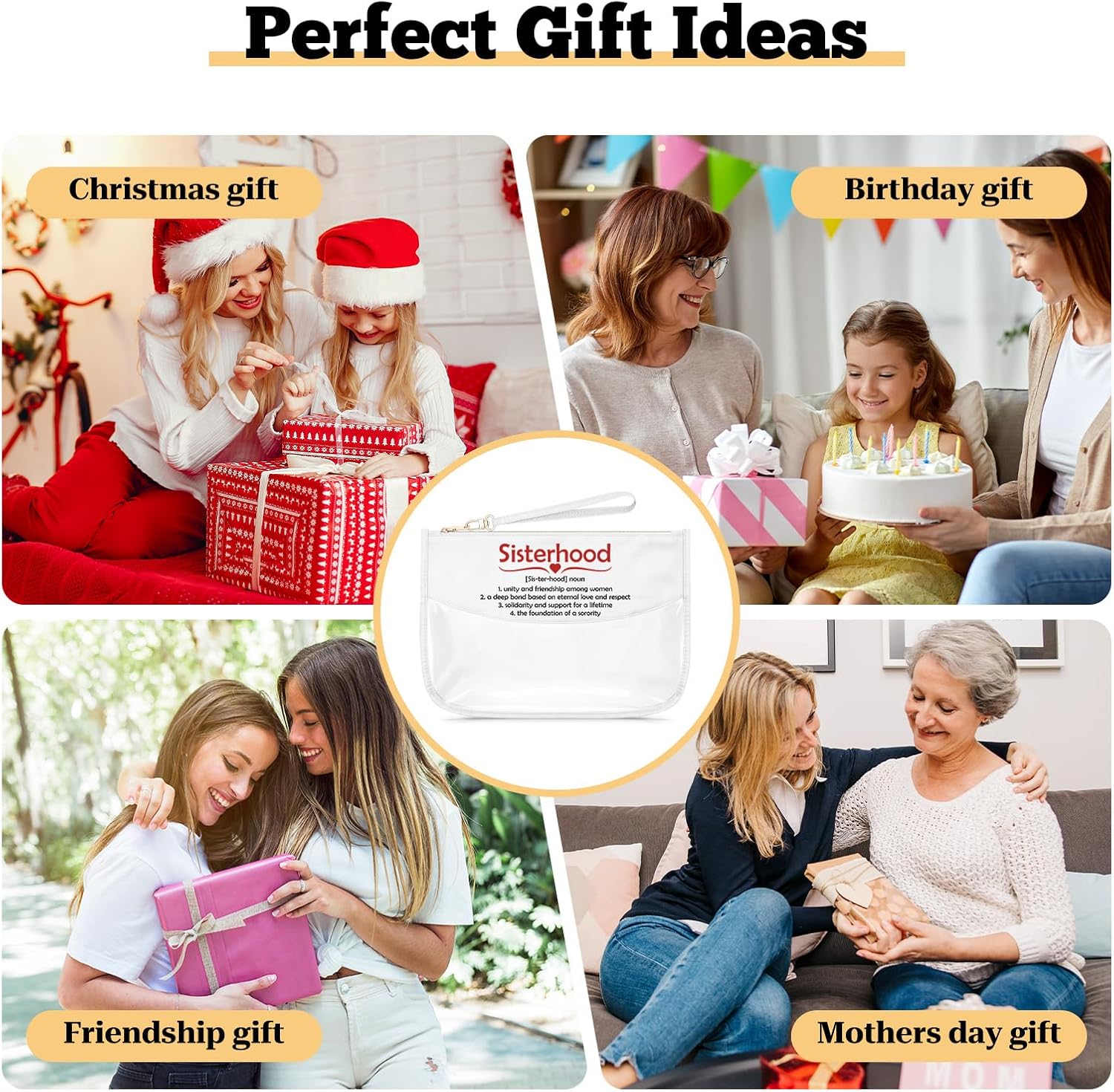 Sisterhood Gifts for Girl Women Makeup Bag Dst Sorority Gift Sisters Present from Sister Cosmetic Bag Valentines Galentines Day Friendship Present for Her Girlfriend Travel Pouch with Zipper - Image 7