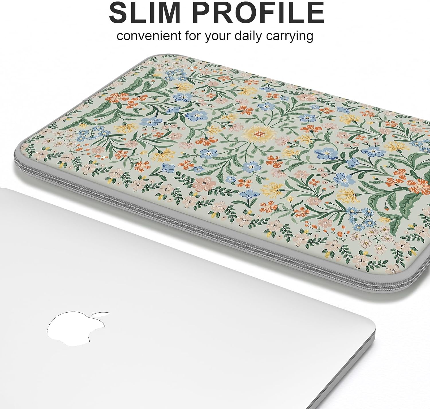 iCasso Laptop Sleeve 13 inch for MacBook Air 13-13.6 inch, Cute Laptop case for MacBook Pro 13 inch, Slim Protective Travel Carrying Case for MacBook Pro 14 inch,Desk Matt for Desktop,Green Floral
