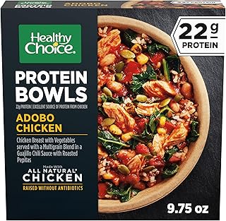 Healthy Choice Power Bowls Adobo Chicken, Convenient Microwave Meal Made With No Preservatives, Frozen Meal, 9.75 OZ Bowl