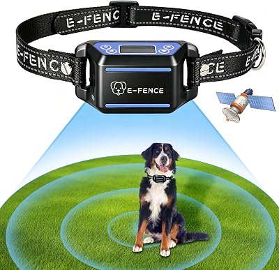 Wireless GPS Dog Collar Fence, Electric Containment System for Backyard Escape Prevention,Adjustable Static&Beep Warning,48H Waterproof Rechargeable Collar,for Camping &Yard