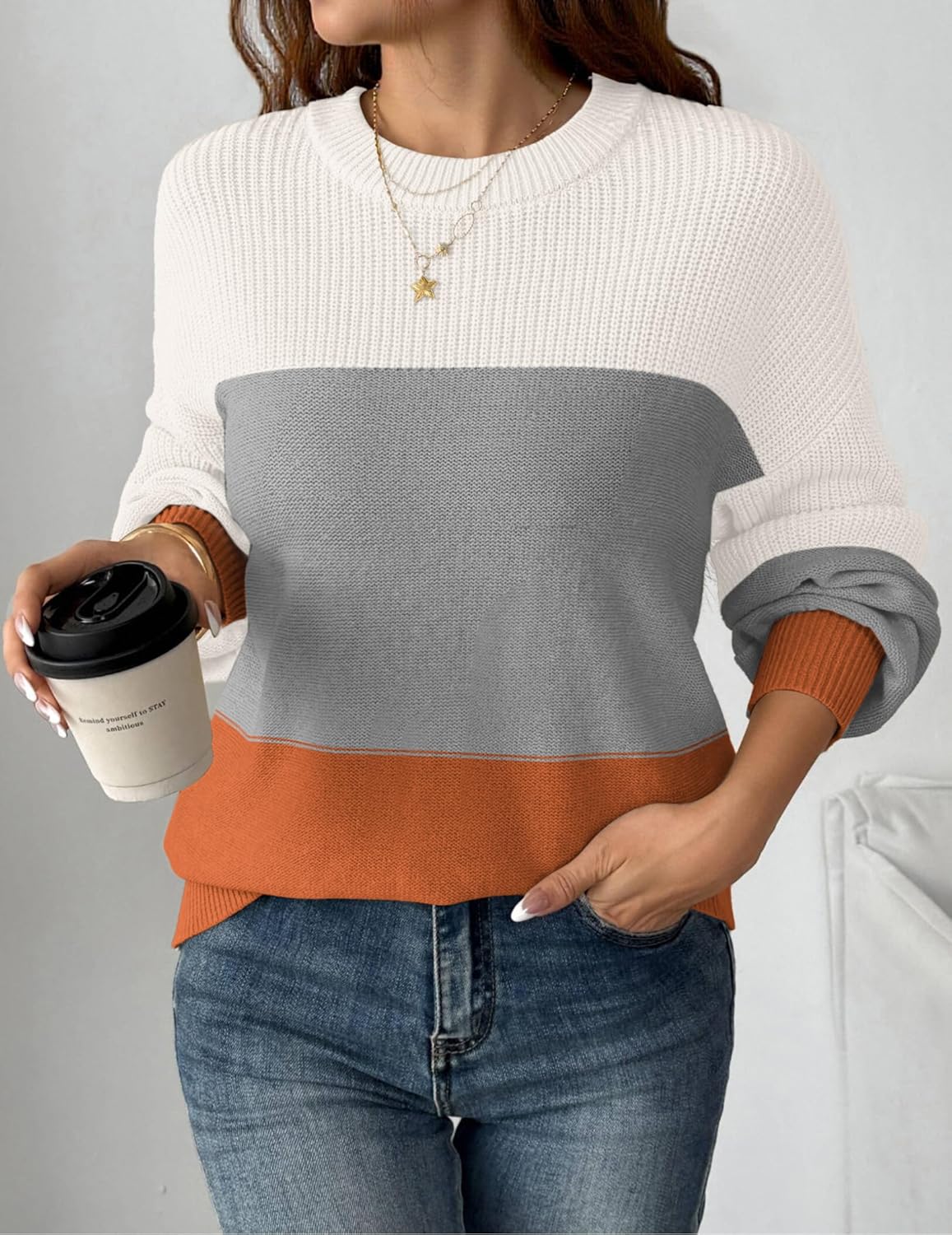 Zeagoo Women's 2026 Fall Chunky Knit Sweater Oversized Crewneck Long Sleeve Winter Cotton Pullover Sweaters Jumper Tops - Image 3