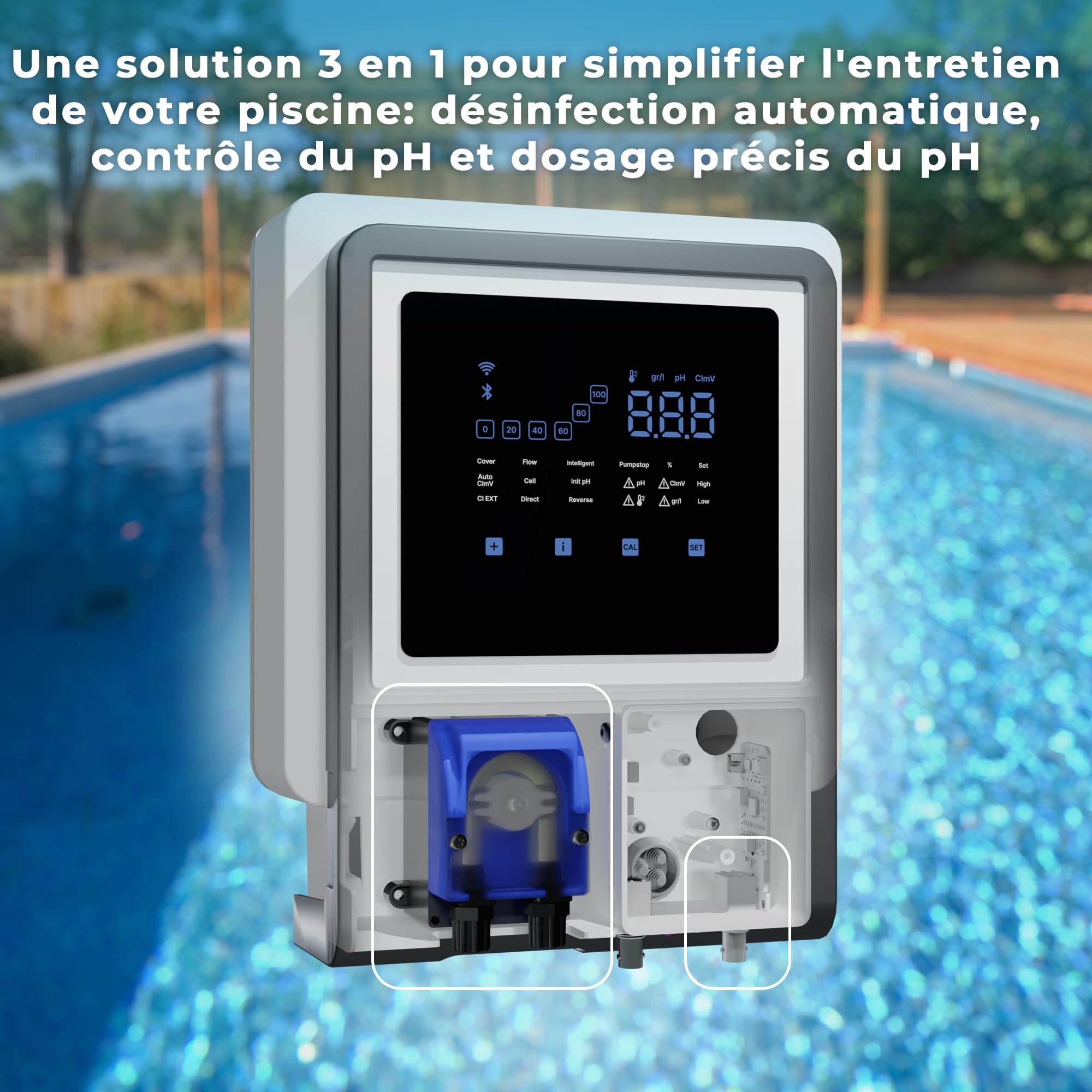 Gre SWGA60 - Angeschlossene Salzelektrolyse, All-in-One mit PH-Controller, für Pools BIS zu 60 m3