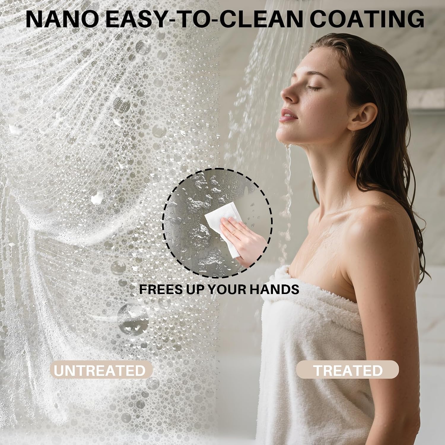 WinZo 35-36" W ×72" H Frameless Pivot Shower Door, Pivot Swing Shower Glass Doors with 1/4"(6mm) SGCC Clear Tempered Glass,Explosion-Proof Film, Reversible Installation, Brushed Nickel