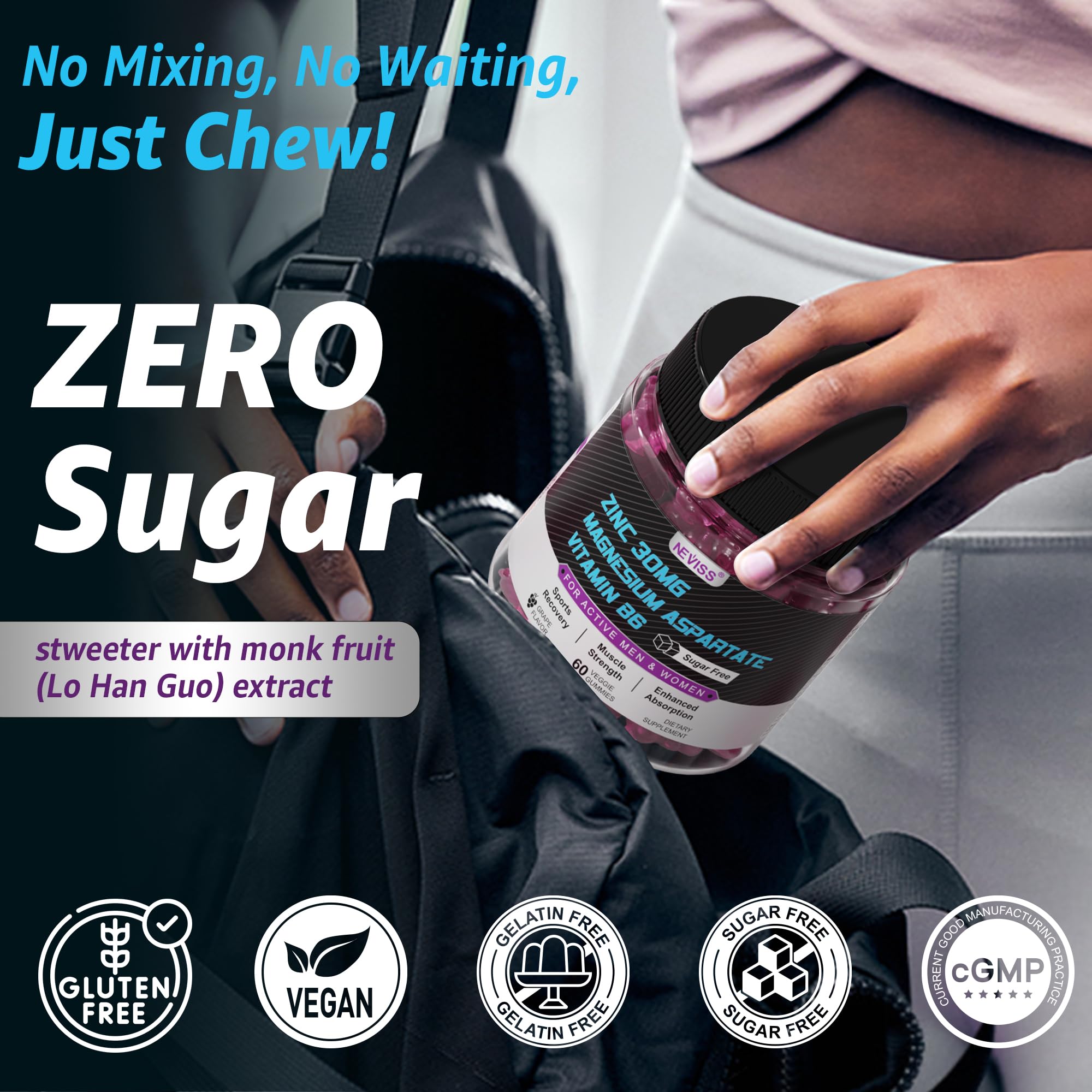 Zinc and Magnesium Aspartate Recovery Supplement, Post Workout Gummies — Amazon image 6