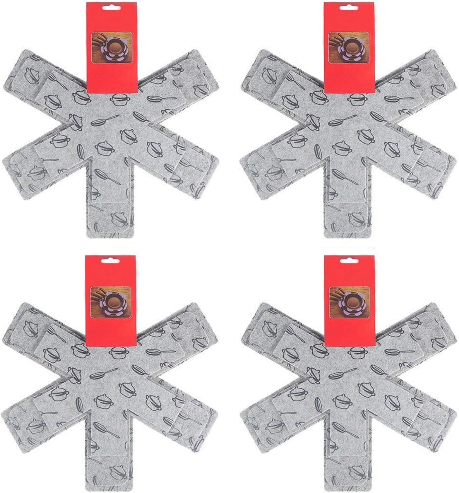 12PCS Pot & Pan Protectors Cookware Protector Set Divider Pads to Prevent Scratching, Separate and Marring, 3 Sizes-15/14"/10" Diameter