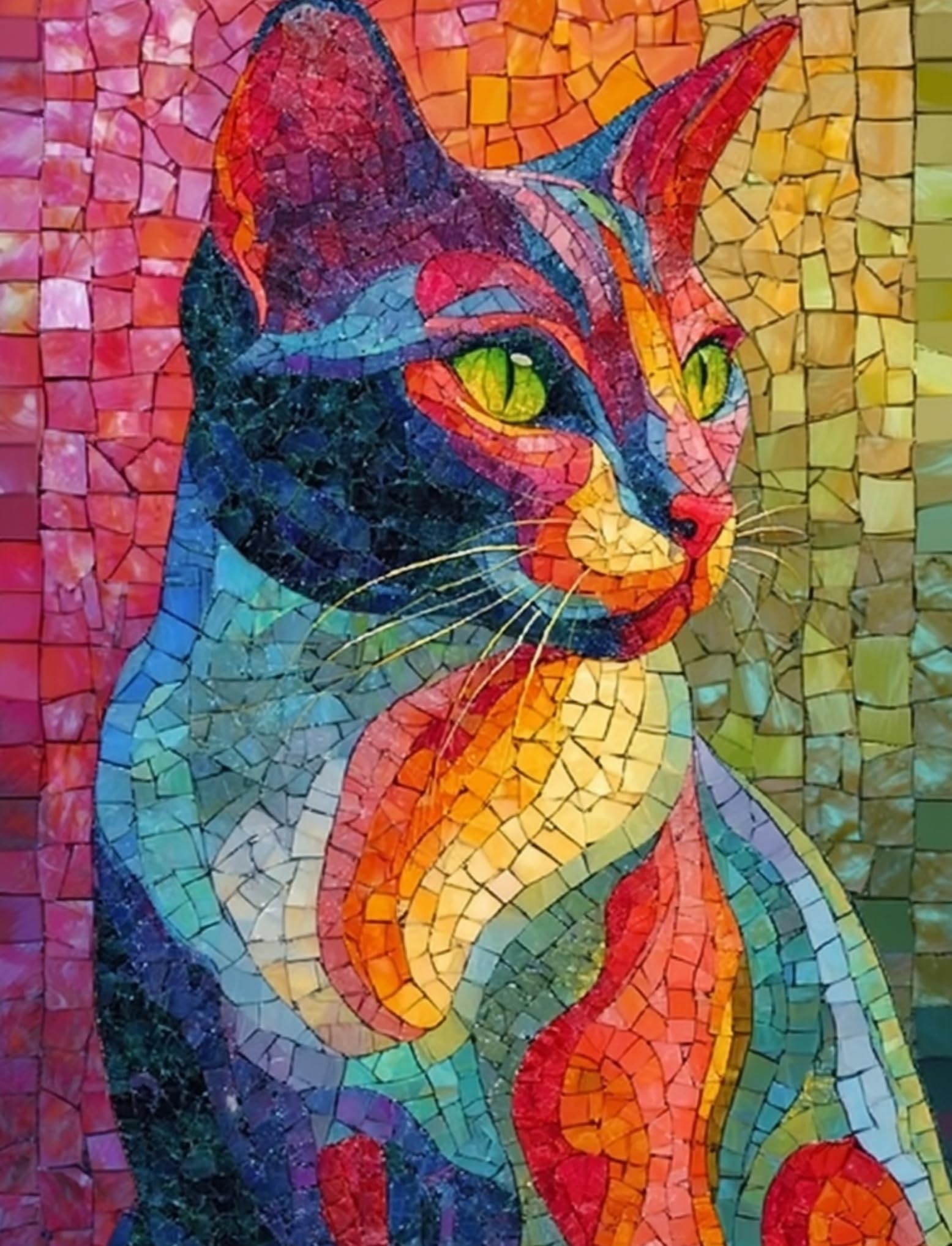 WANGWANGMIAO DIY Oil Painting Paint by Number Kit for Adults -Colorful Cats- 40x50cm Linen Canvas Paint by Numbers Crafts Kits Gift for Relax and De-Stress 16x20inch，with Frame