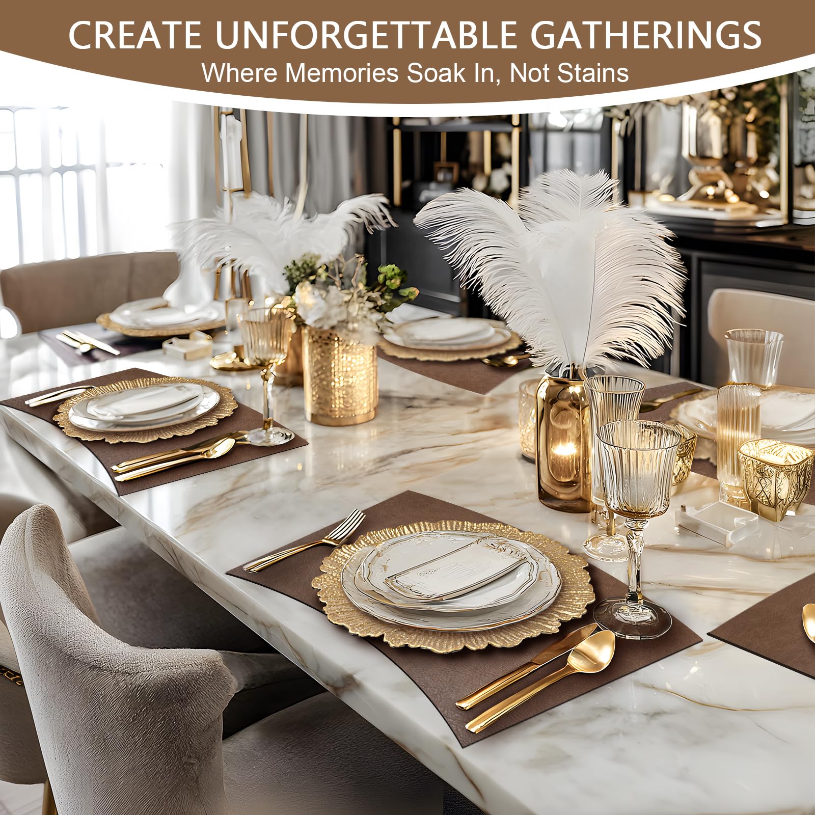 Amazon.com: MAONAME Faux Leather Placemats Set of 6, Vinyl Table