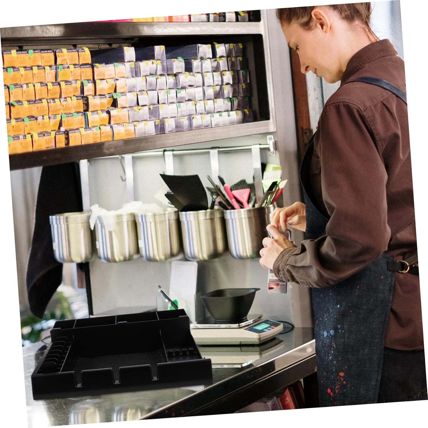 Beavorty 1pcs Barber Clipper Organizer Tray Portable Storage for Hair Tools Multi-compartment Design Material Holder for Combs and Clippers Salon Accessory