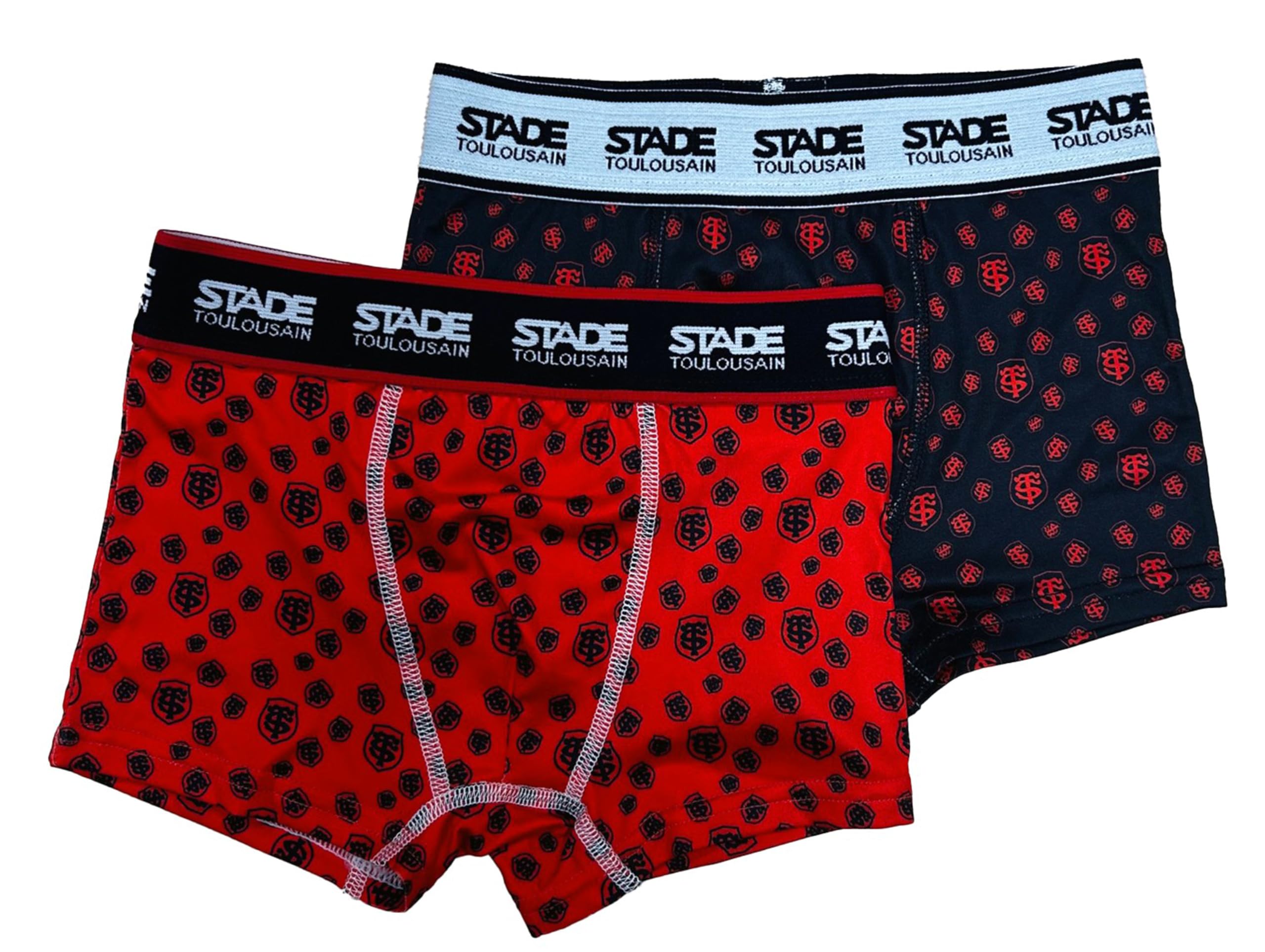 Stade Toulousain Men's Black 2 X Toulouse Official Collection Rugby Boxer Shorts, Xxl