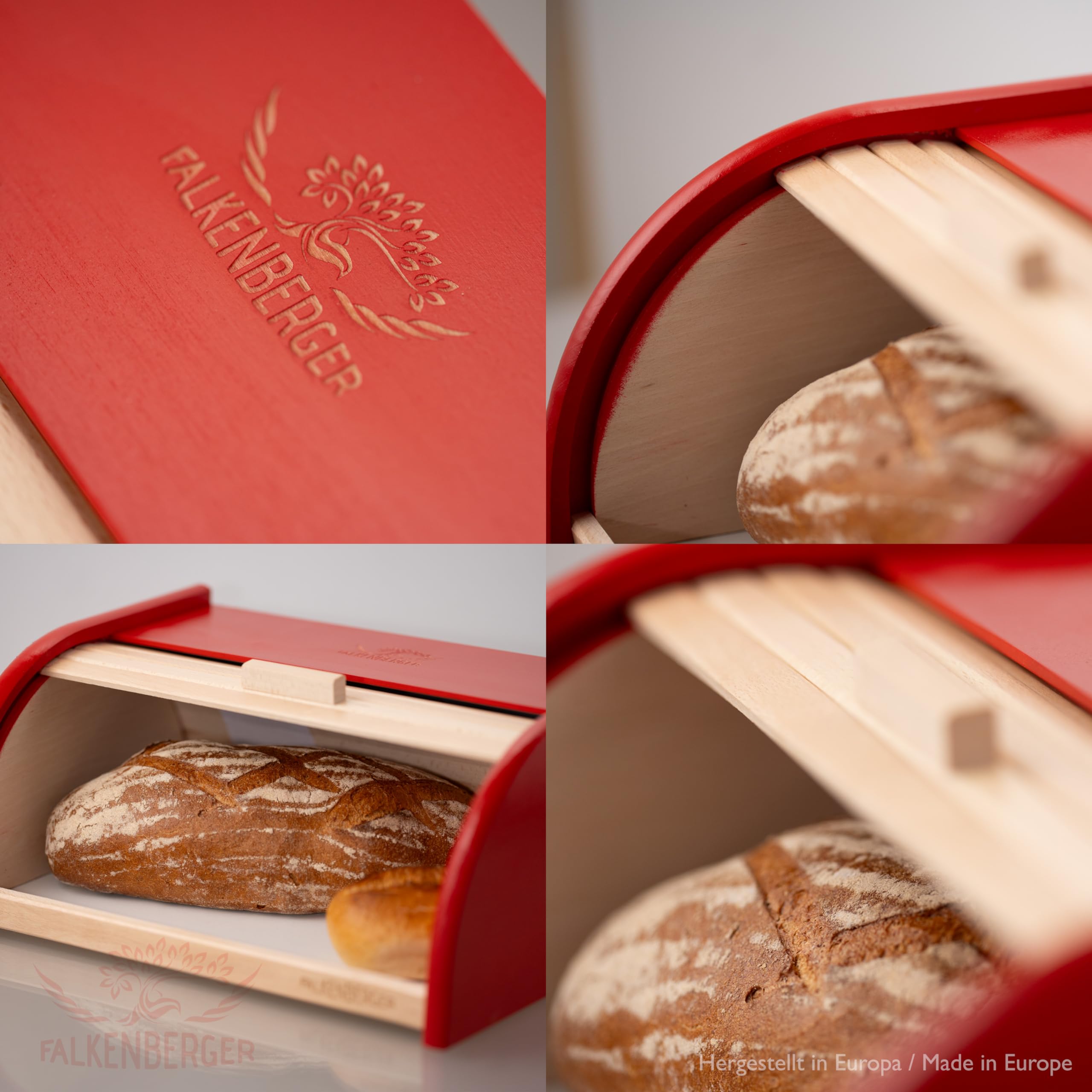 contenitore per pane in legno di faggio rosso, circa 39x29x18 cm, portapane tradizionale con coperchio scorrevole, fatto a mano