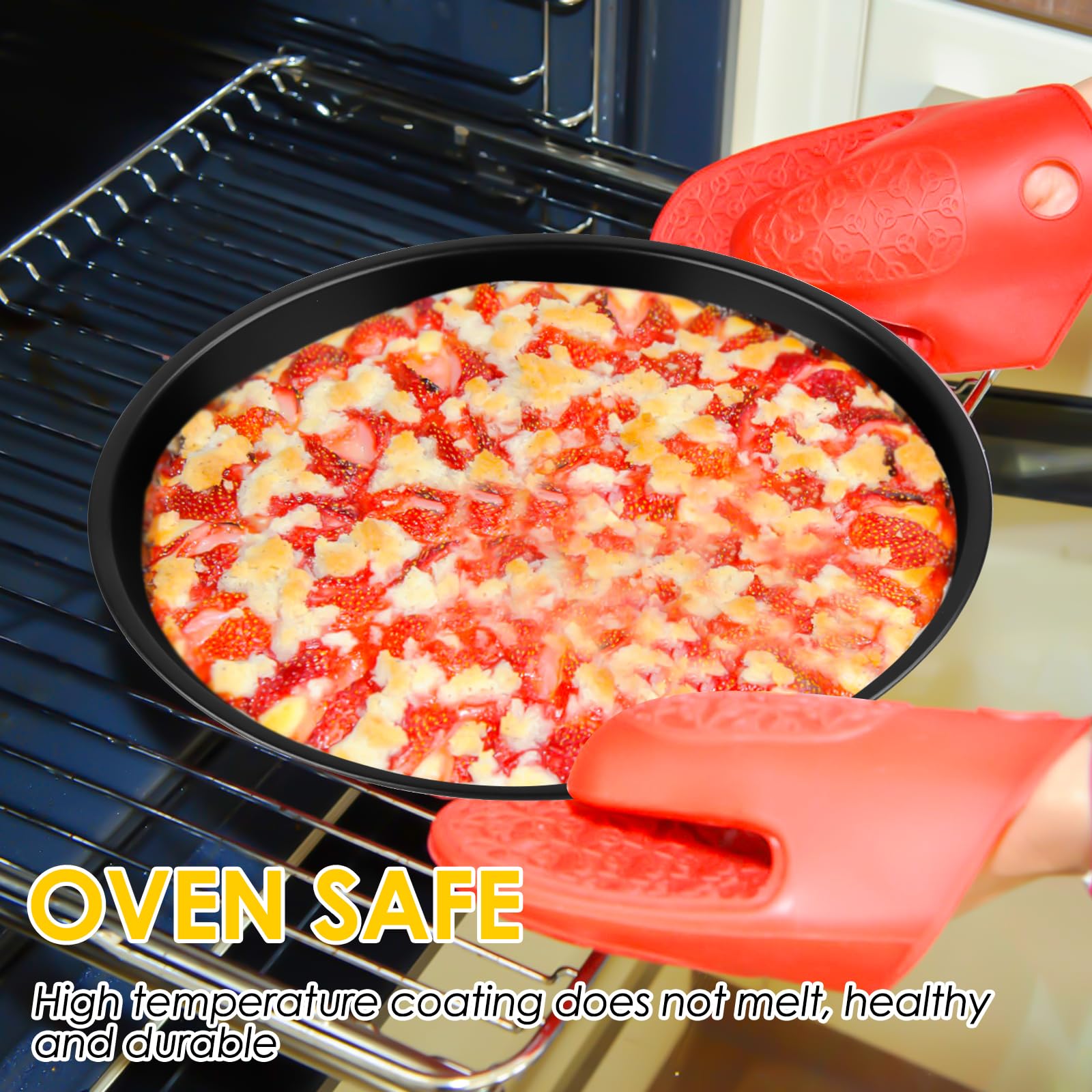 Set 4 Tegami Pizza Ø20cm, Acciaio con rivestimento antiaderente, Forma Rotonda, Colore nero