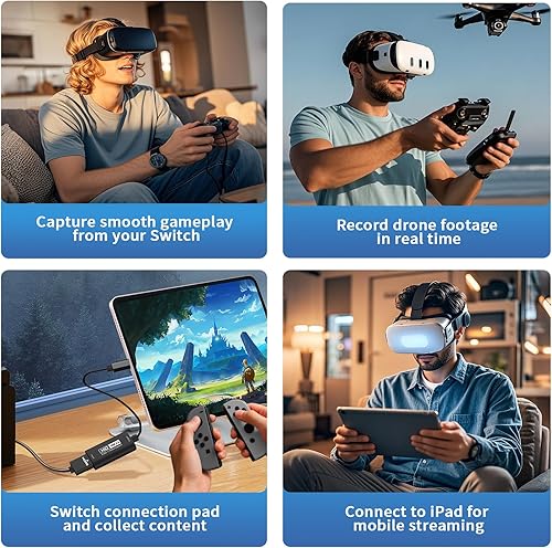 Miniatura 3 de GUERMOK Tarjeta de captura de video, USB 3.0 HDMI a USB-C dispositivo de captura, transmisión y grabación a 2K @30FPS 1080P @60FPS, compatible