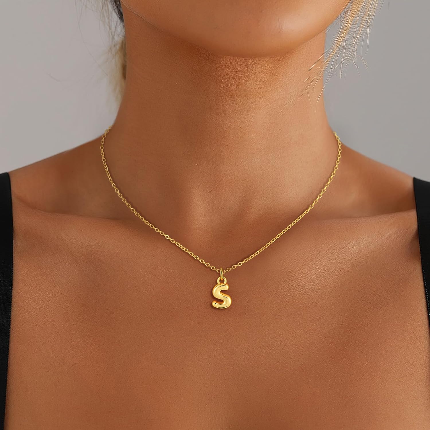 Valentines Day Gifts for Kids Women Girls - Initial Necklace, Dainty 18K Gold Plated Bubble Letter A - Z Necklace Teen Girl Gift Trendy Stuff Valentines Gifts for Her Mom Wife - Image 2