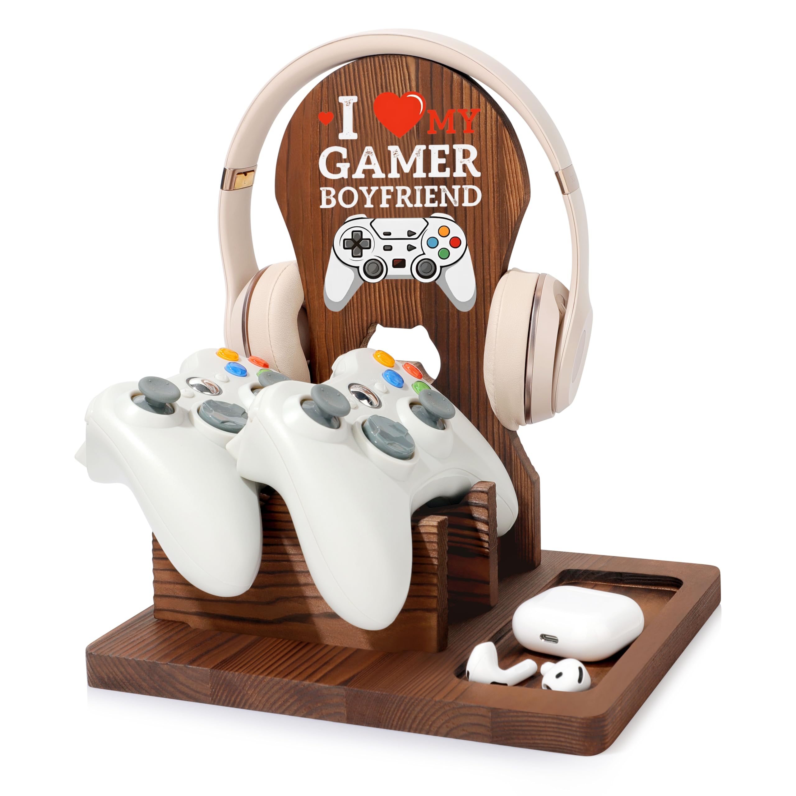 Boyfriend Ideas Gifts, Valentines Fathers Anniversary Christmas Birthday Gifts for Boyfriend Wooden Headphone Stand