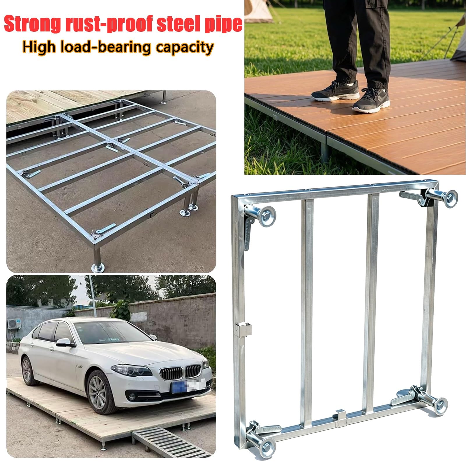 Plataforma Elevada For Exteriores Antideslizante, Baldosas For Terrazas Elevadas For Exteriores con Marco De Metal, Enclavamiento, For Patio, Patio, Camping(Gray)