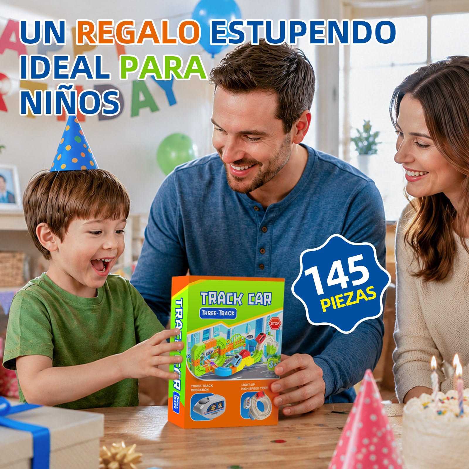 Circuito de Tren eléctrico de Cubos de 145 Piezas, Set de Tren 3D antigravedad, Juguete de vías DIY para Construir, Juguete Educativo Stem y Regalo Creativo para niños de 3 a 8 años