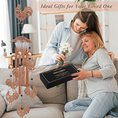 Miniatura 2 de YHmall Campanillas de viento de pollo para exteriores, regalos de pollo de 35 pulgadas para mujeres, mamá, hombres, papá, abuela, abuelo, decoración
