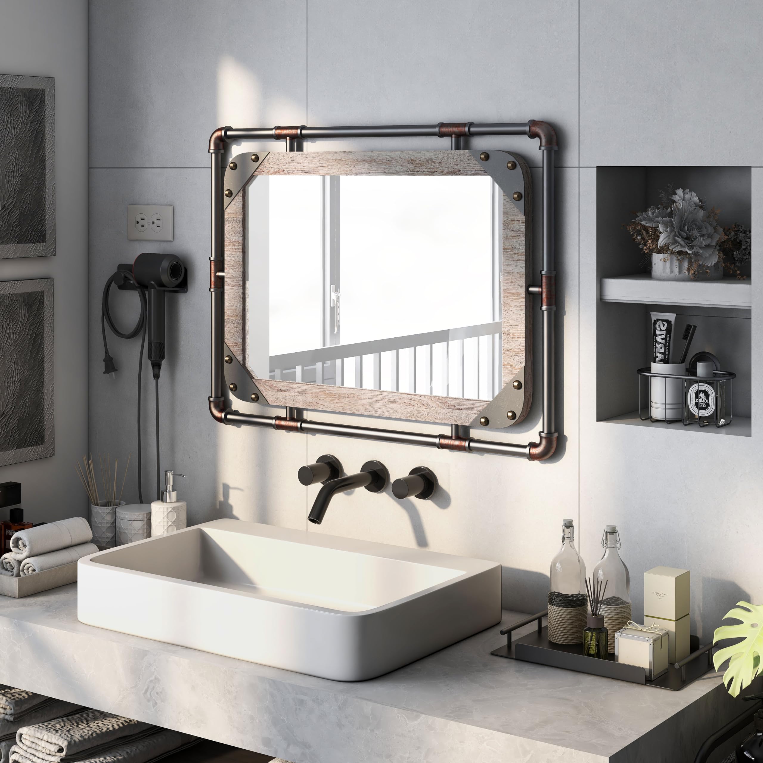 Amazon.com: 24/7 Shop at Home Marico Industrial Wall Mirrors