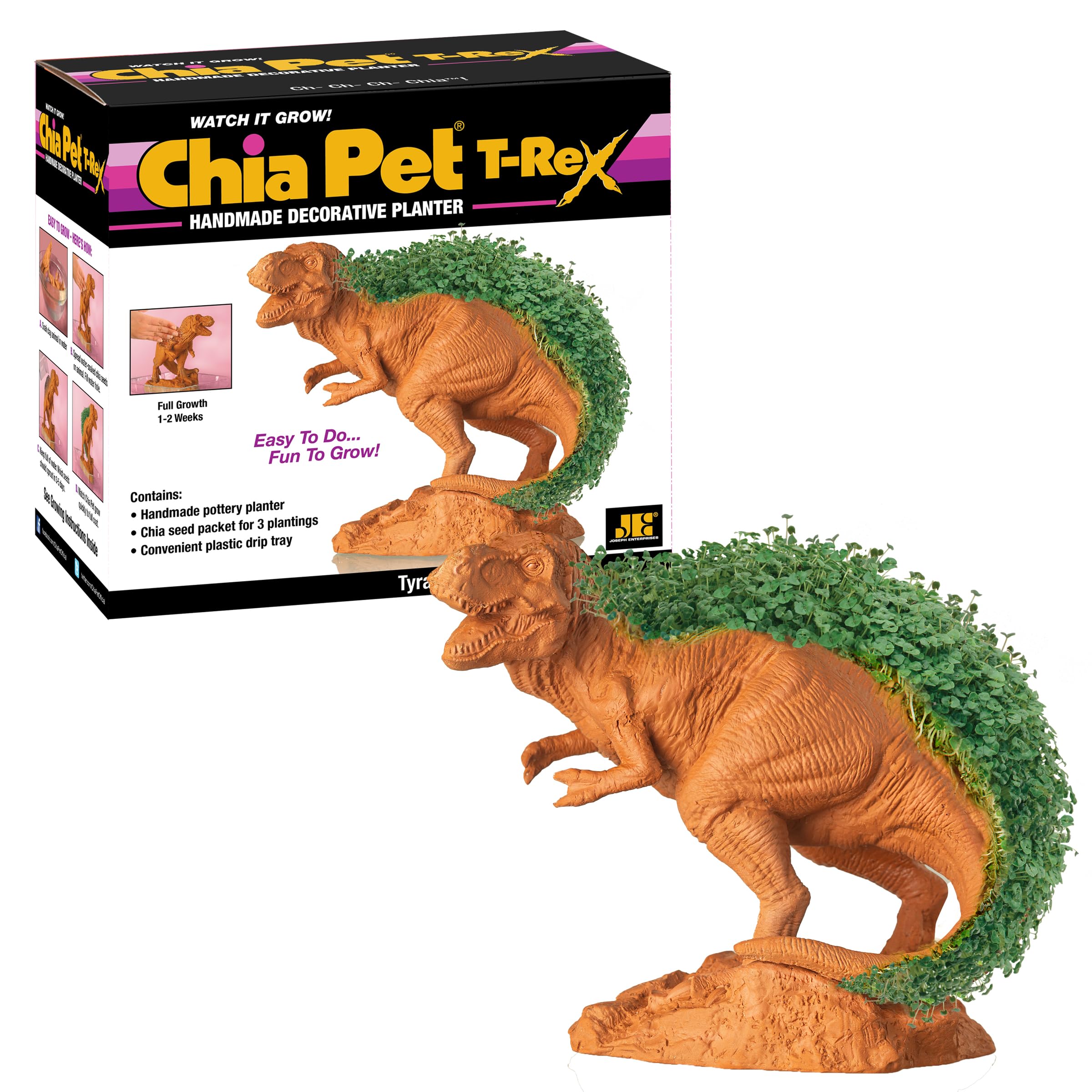 Chia Pet T-Rex - Tyrannosaurus with Seed Pack, Decorative Pottery Planter, Easy to Do and Fun to Grow, Novelty Gift, Perfect for Any Occasion
