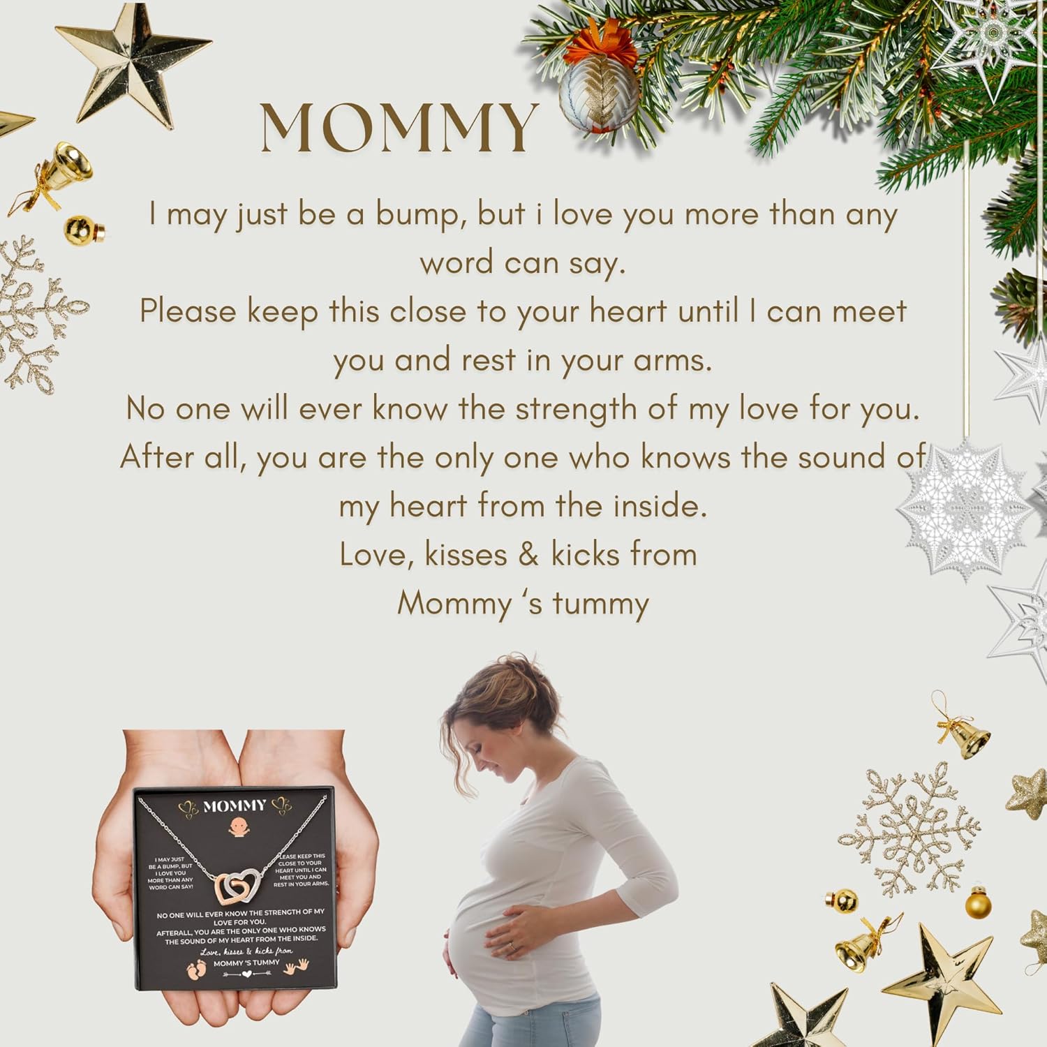 LOTUS-A Pregnancy Gifts for First Time Moms - Sterling Silver S925 Interlock Heart Pendant Necklace with Message Card Mother To Be Soon Present for Expecting Pregnant Women - Image 6