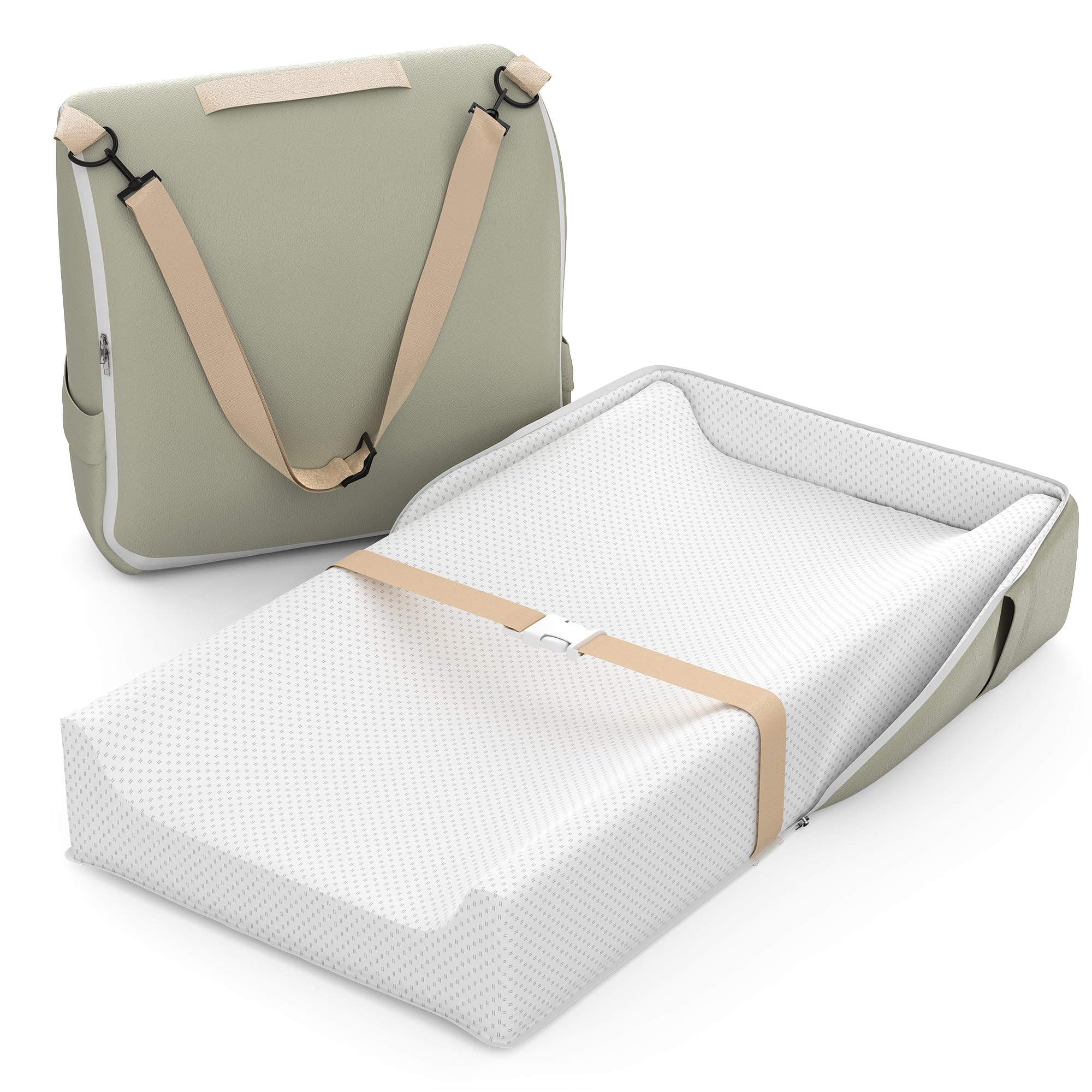 Matelas à langer avec doublure imperméable en mousse, comprend une housse douce et lavable, tapis à langer profilé pour commode avec fond antidérapant, 81,3 x 40,6 cm