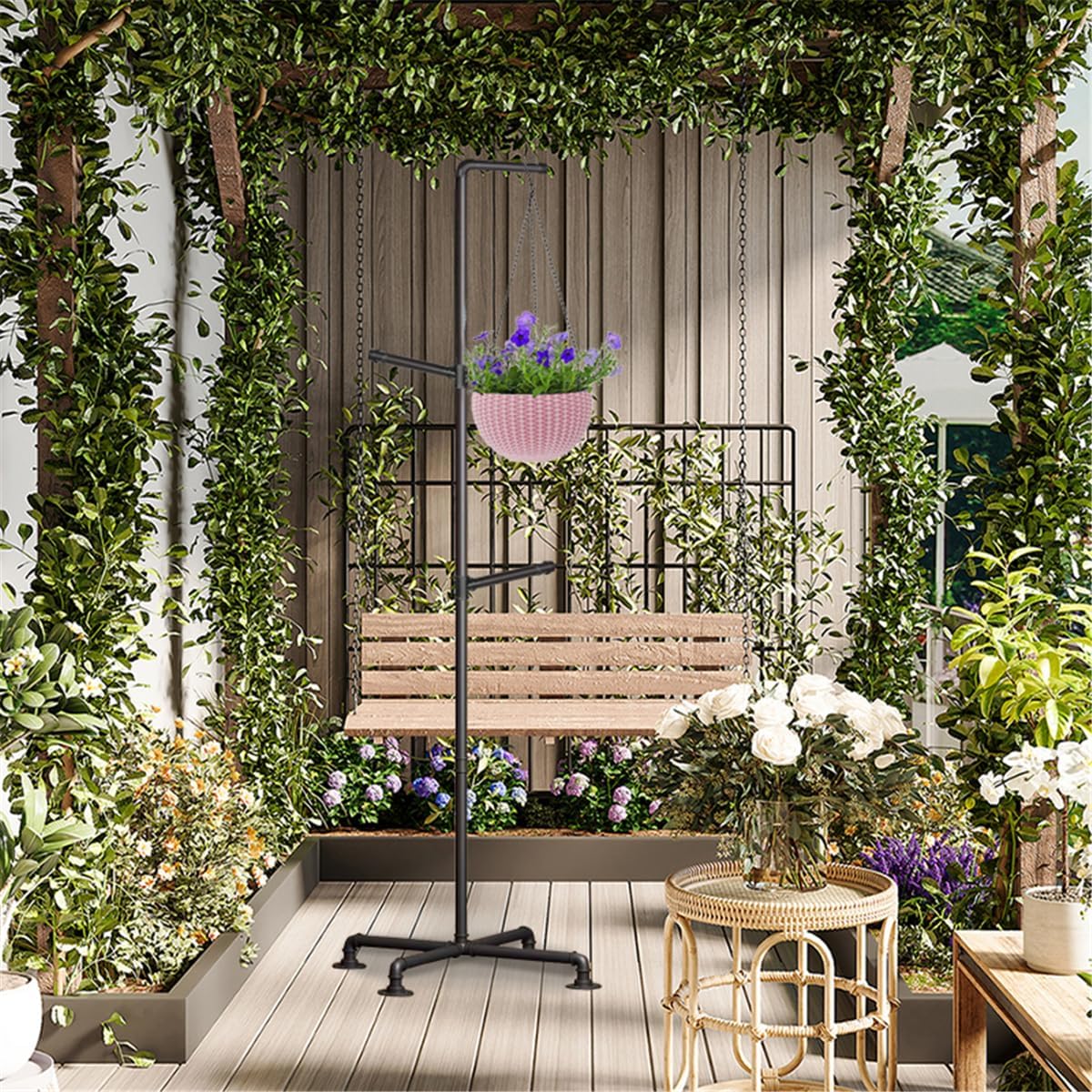 Plant Hanger Indoor,Corner Hanging Plant Stand,Heavy Duty Metal Hanging Plant Holder for Indoor Plants,Living Room,Balcony,Bedroom,Garden
