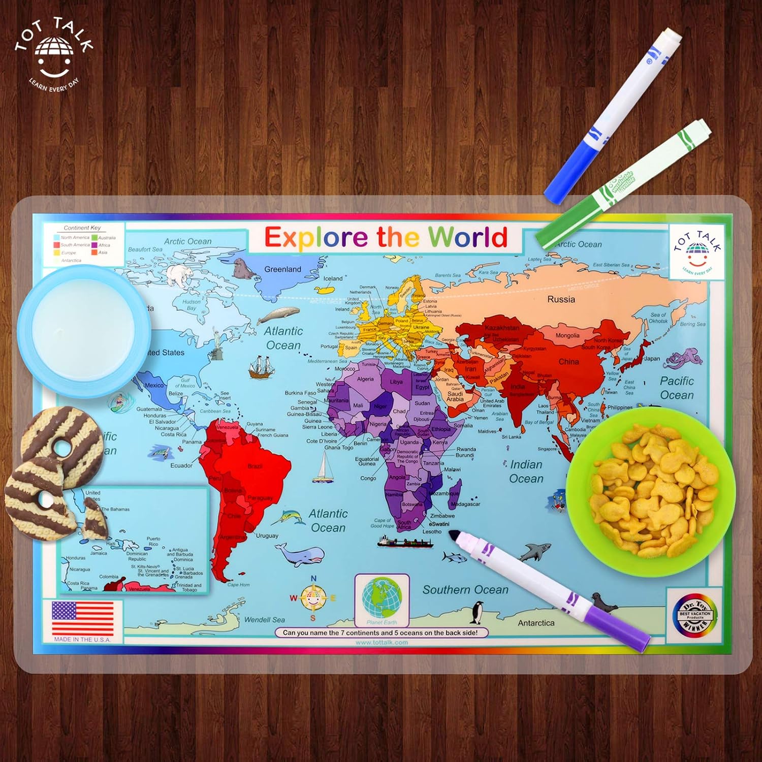 Hоttеѕt Sаlе Tot Talk Explore The World Placemat, Double-sided, Made in the USA