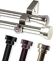 Vista 4 de Rod Desyne Topper 3/4 pulgadas de diámetro 28-48 "-Cocoa Juego de barra de cortina doble